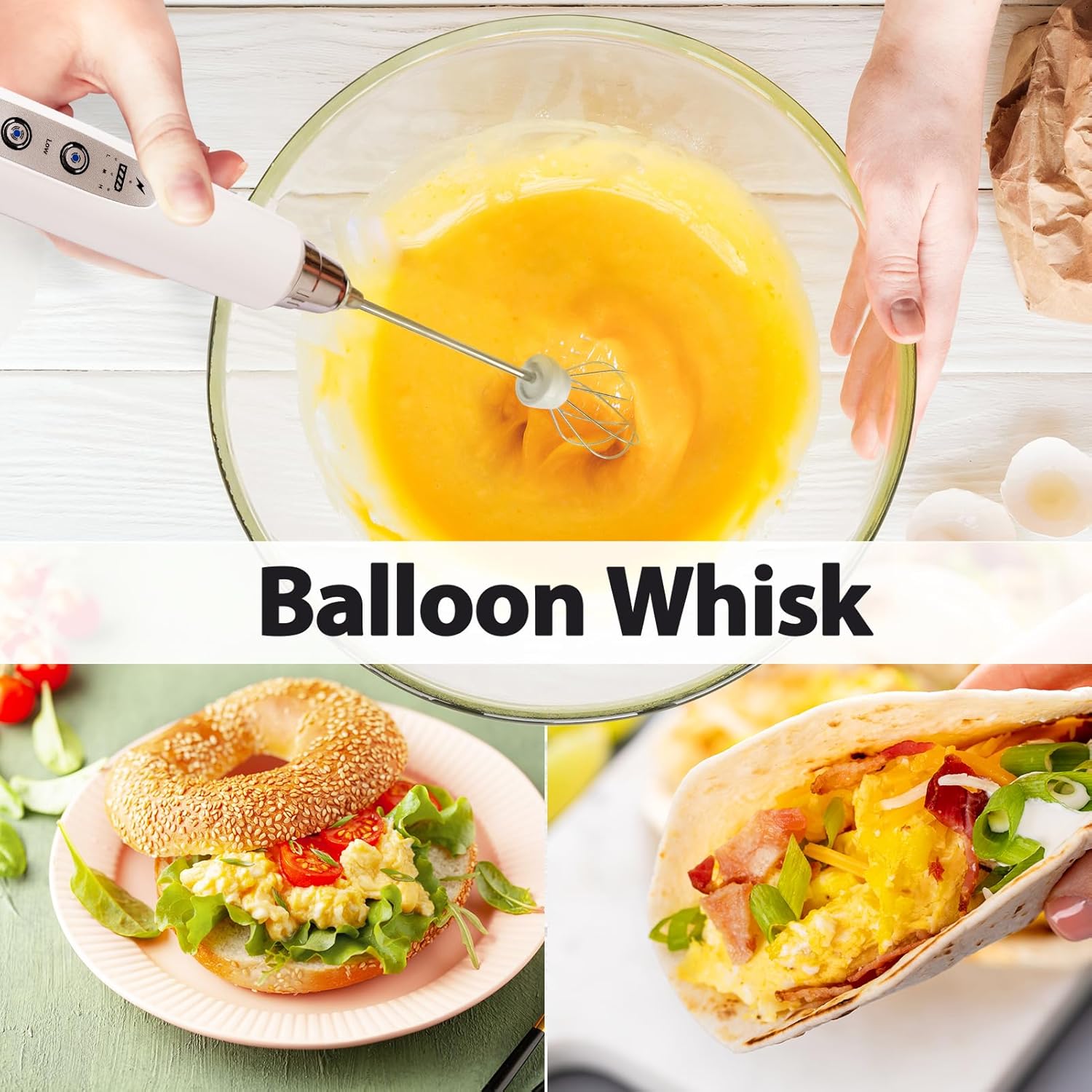 Milk Frother with Stand Rechargeable-Handheld Coffee Frother with 3 Stainless Whisks 3 Speed Adjustable, Electric Whisk Drink Mixer, Foam Maker Blender for Matcha Latte Cappuccino Chocolate