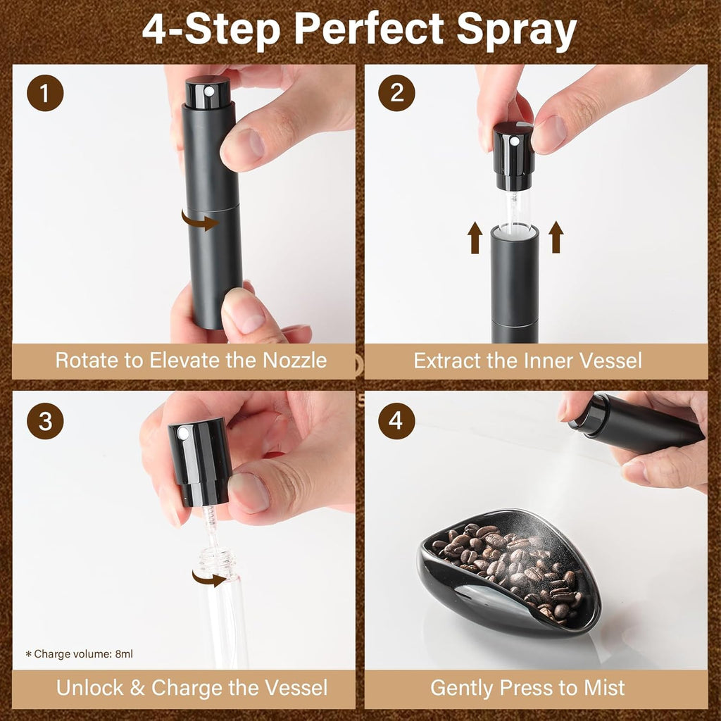 KitchenTour Ultimate Coffee Kit - Ceramic Dosing Cup + Anti-Static Sprayer + Grind Size Ruler - 3-in-1 Pro Set: Measure, Spray, Validate