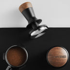MHW-3BOMBER 54mm Espresso Tamper, Double Spring Loaded Tamper, Self Leveling without Tilting, 53mm Coffee Tamper with Wood Cover, 53.35mm Ripple Base, T7127