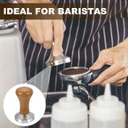 uxcell 53mm Coffee Tamper, Stainless Steel Espresso Press Tamper, Espresso Tamper with Wooden Handle Suitable for Coffee Shop, Restaurant Bar, Bakery (Dark Brown)
