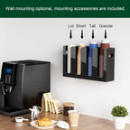 Disposable Coffee Cup Dispenser with Handles, Countertop or Wall Mount Hot/Cold Drink Cup and Lid Holder - Bathroom/Kitchen/Office Acrylic Cup Lid Storage Organizer (4 Compartments, Black)