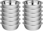 12 Pack 11 x 3 Inch Stainless Steel Mixing Bowls for Bulk Food Prep with Nesting Design for Hotel Restaurant and Home Kitchen Cooking in Silver