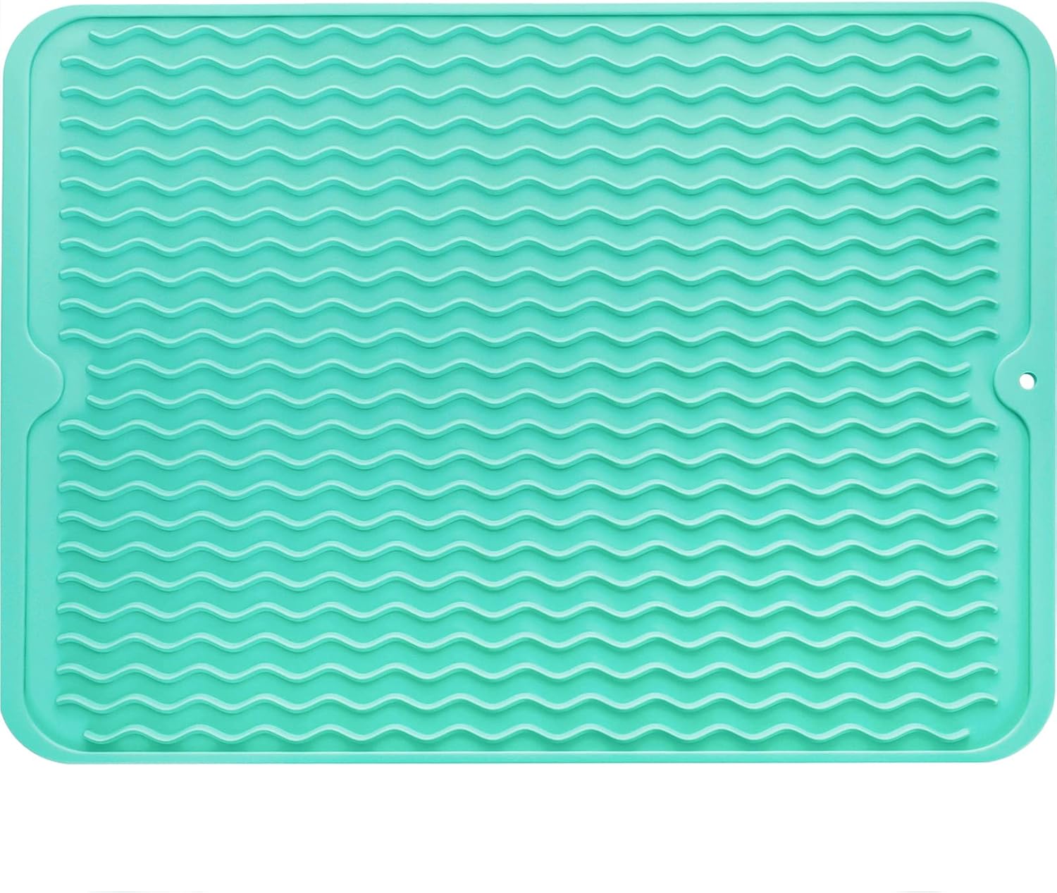 Silicone Dish Drying Mat for Multiple Usage,Easy clean,Eco-friendly,Heat-resistant Silicone Mat for Kitchen Counter or Sink,Refrigerator or drawer liner Mint L 16 inches x 12 inches
