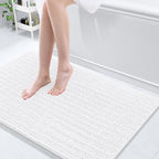 Arotive Luxury Chenille Bathroom Rug Mat, Extra Soft Thick Absorbent Shaggy Bath Rugs, Non-Slip Machine Wash Dry, Plush Bath Mats for Bathroom, Shower and Tub, 45x27, White