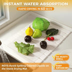 Stone Drying Mat for Kitchen Counter, 24"×16" Collapsible Diatomaceous Earth Dish Drying Mats, Fast Absorbent, Large Quick-drying Draining Mat for Dishes Cookware Cups Bathroom Any Countertop