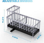 Cisily Light Gray Sponge Holder for Kitchen Sink, Sink Caddy Organizer with High Brush Holder, Kitchen Countertop Organizers and Storage Essentials, Rustproof 304 Stainless Steel, Soap Dispenser