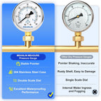 MEANLIN MEASURE 0~60Psi Dry Pressure Gauge Stainless Steel 1/8" NPT 2" FACE DIAL Waterproof for Pool Filter Pump Oil Air Compressor Tire Pressure Tester Lower Mount with 1/4" NPT and 3/8" NPT Hex Bush