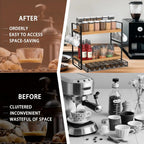 LEMIKKLE 2-Tier Coffee Station Organizer with Pod Holder and Drawer, Kitchen Countertop Organizer, Coffee Bar Accessories Station with Coffee Pod Storage, Coffee Organizer