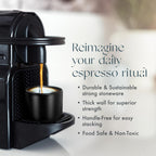 Folk Ceramics Leonard Ceramic Espresso Cups | Modern Stackable Demitasse Mugs for Espresso | Thick Walled, Handleless, Durable, Dishwasher & Microwave Safe | Set of 2, 3oz | Matte Black