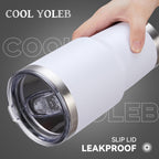 30 oz Tumbler with Lid Stainless Steel Tumblers Bulk Vacuum Insulated Cup Reusable Powder Coated Travel Mug Double Wall Leak Proof Cups Keep Cold Drinks for 12 Hours White, Set of 4