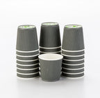 Restaurantware 4 Ounce Ripple Wall Disposable Coffee Cups, 500 Insulated Gray Paper Tumblers with Rolled Rim Design, Lids Sold Separately for Hot Drinks like Tea, Hot Chocolate and More