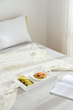 Glossy White Sturdy Acrylic Serving Tray with Handles-12x20Inch-Serving Coffee,Appetizer,Breakfast,Butler-Kitchen Countertop Tray-Makeup Drawer Organizer-Vanity Table,Ottoman Tray-Decorative