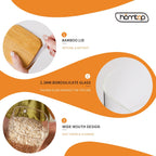 Glass Food Storage Containers with Lids 6 Pack 4 Inch Wide Mouth, 34 Oz High Borosilicate Glass Jars for Coffee Bean, Candy, Cookie, Flour, Square