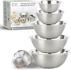 COOK WITH COLOR Stainless Steel Mixing Bowls Set - Nesting Bowls, 6 Pieces, Silver with Non Slip Bottom