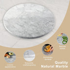 Koville Grayish White Marble Cutting Board Round, 16" Marble Cheese Board for Kitchen - Non-Stick Heat Resistant Stone Cutting Boards for Baking, Charcuterie, Pastry, Trivet