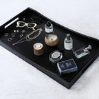 GOBAM Bamboo Extra Large Ottoman Tray, 26 x 15 inches - Wooden Tray for Dining Table & Parties, Serving Tray with Handles for Food, Cheese, Snacks, Tea, Coffee & Wine