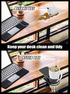 3PCS Drinking Cup Holder Clip Kalolary Chair Desk Bottle Cup Stand DIY Glass Clamp Storage Saucer Clip with Groove for Potted Plant Beverage Coffee Mug Holder Clip for Home & Office (Black White Grey)