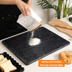 Black Marble Cutting Board For Kitchen, Large Marble Slab Pastry Board With Non-Slip Feet For Baking, Cheese, Charcuterie, Chocolate, 16x20 Inch, Pack Of 1 Piece