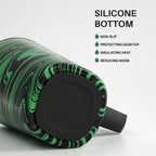 Ideus Vacuum Insulated Coffee Mug, 16oz Reusable Stainless Steel Thermal Double Walled cup with Handle and Slider Lid for Hot & Cold Beverages, BPA Free (Green Zebra)