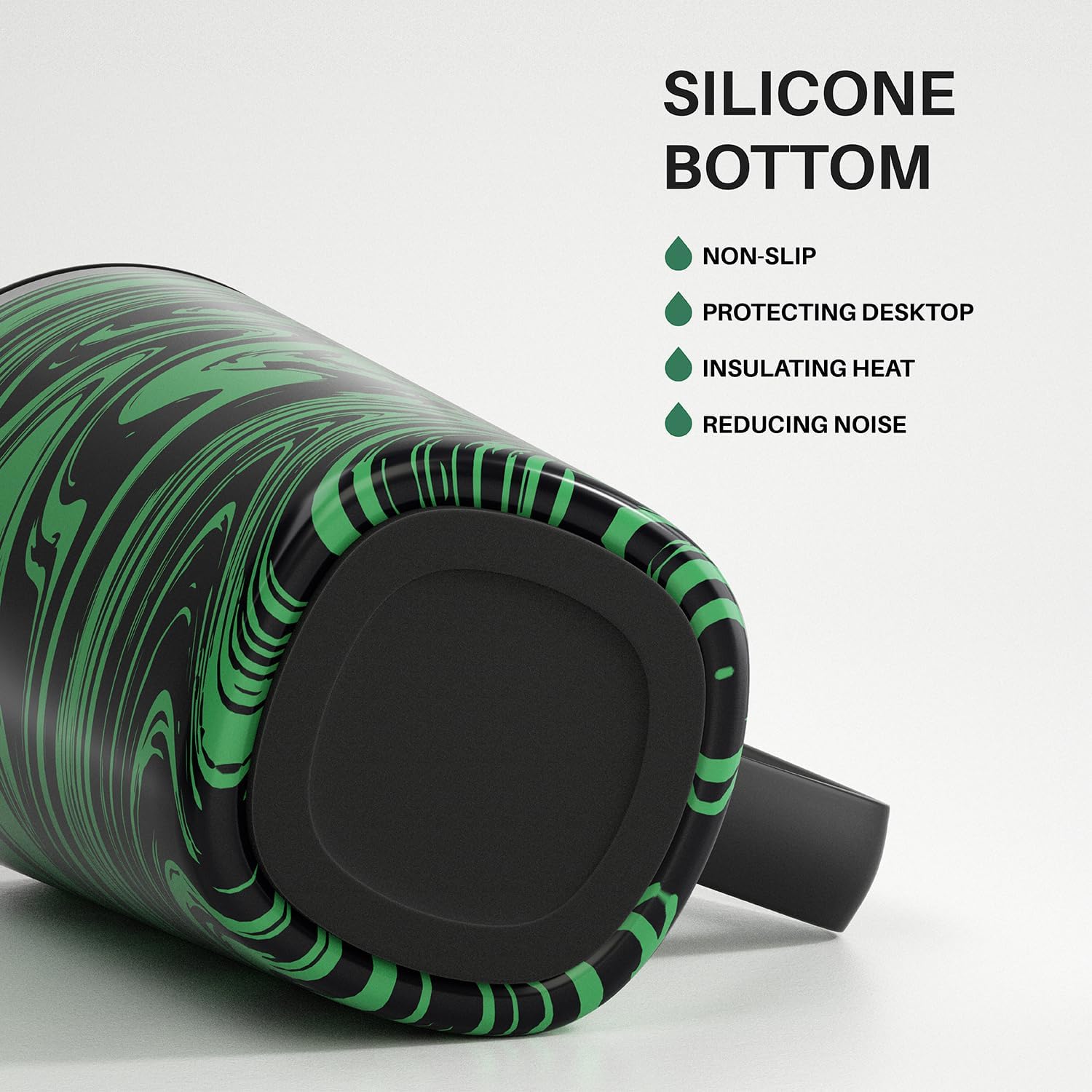 Ideus Vacuum Insulated Coffee Mug, 16oz Reusable Stainless Steel Thermal Double Walled cup with Handle and Slider Lid for Hot & Cold Beverages, BPA Free (Green Zebra)