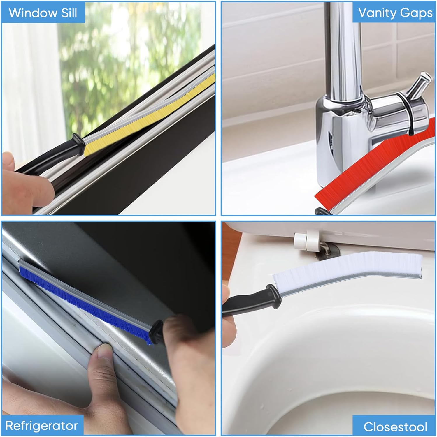 6Pcs Crevice Cleaning Brush,Cleaning Supplies Cleaning Brush Tools Crevice Cleaning Brushes for Household Use Bathroom Tiles Kitchen Practical and Durable