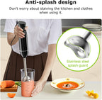 Bonsenkitchen Hand Blender, Immersion Blender with 2 Mixing Speed, Electric Handheld Mixer Portable Stick Mixer with Stainless Steel Blades for Soup, Smoothie, Puree, Baby Food