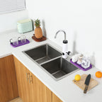 Silicone Kitchen Sink Organizer Tray for Multiple Usage,Eco-Friendly Sponges Holder for Kitchen Bathroom Counter or Sink,Dish Soap Dispenser,Scrubber,Bottle,Cup (Purple, 10"×5.3")