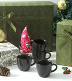 Hasense 7 Ounce Cappuccino Cups Set of 4 Perfect for Latte, Americano, Cafe Mocha and Tea, Ceramic Coffee Cups Ideal for Party Cafe Home and Kitchen, Microwave and Dishwasher safe, Black