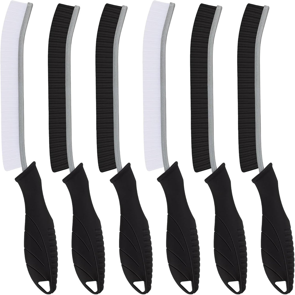 Hard Bristle Crevice Cleaning Brush-Thin Gap Scrub Brush, Small Cleaning Brush, Grout Brush, Kitchen Brush, Cleaning Tools for Toilet, Bathroom, Sink, Home, Household, Window (6, Black)