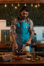 Asaya Chef and BBQ Apron with Bottle Opener and Hand Towel - 10oz Cotton Canvas, Stainless Steel Hardware - Cross Back Straps