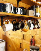 Mugs Hooks 3 Pcs Mug Holder Under Cabinet Coffee Hooks for Mugs Iron Hanging Mug Rack Under Shelf Kitchen Dining Bar Organizer Rack - Bronze