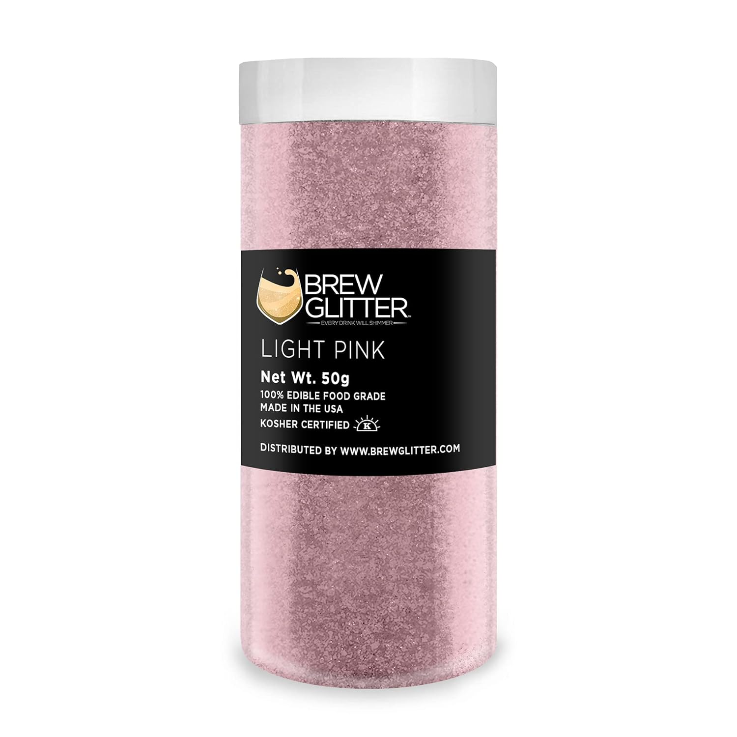 Light Pink BREW GLITTER Edible Glitter For Drinks, Cocktails, Beer, Garnish Glitter & Beverages | KOSHER & HALAL Certified | 100% Edible & Food Grade | Vegan, Gluten, Nut Free (50g, Light Pink)