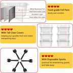 LNYZQUS 120pack/10oz Mini Cake Baking Pans with Lids, 4”X4” Small Cake Pan Foil Brownie Tins, Square Disposable Ramekins Cupcake Baking Cups Dessert Cheesecake Containers-White