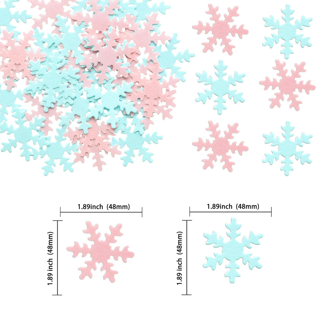 Gyufise 50Pcs Pink Edible Cupcake Cake Toppers Snowflake Cake Decorations for Christmas Winter Frozen Theme Party Supply Decoration Blue Pink