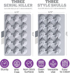 ShapedIceMolds Horror Movie Character Molds – Halloween Silicone Molds for Chocolate, Candy, Soap, Fondant, Resin, Crafts – 3D Creepy Scary Film Icons for Party Treats & DIY Decor (Gray)