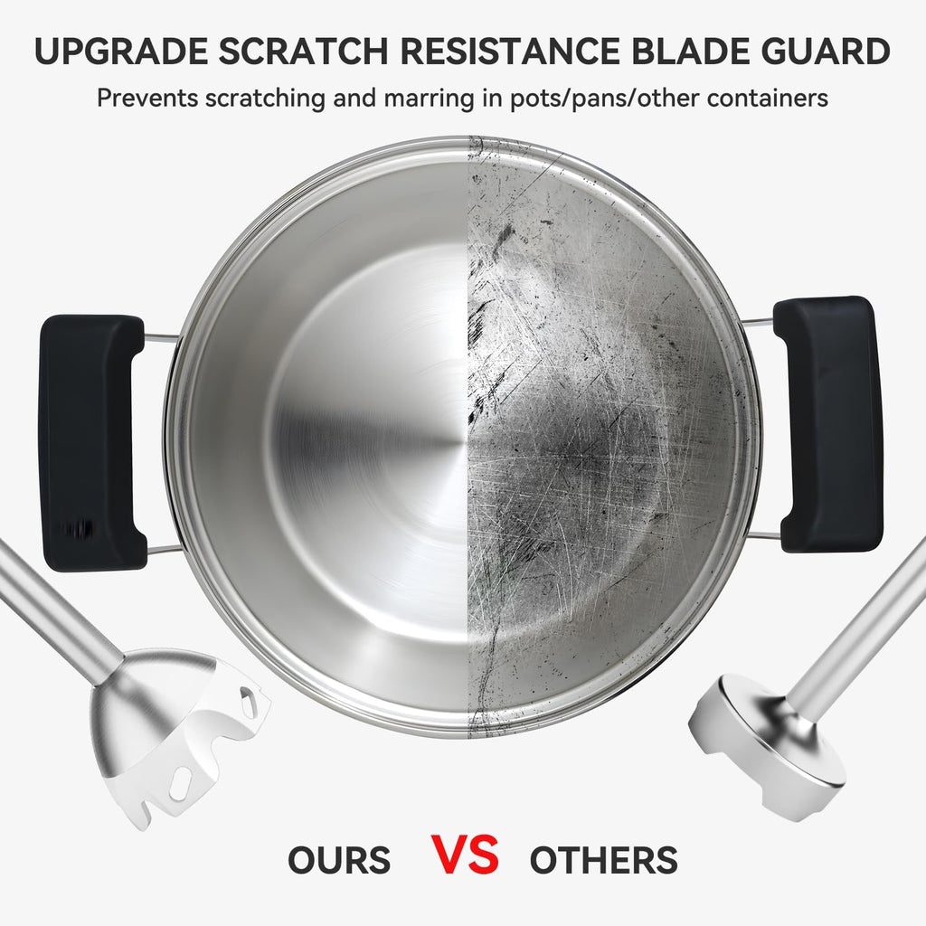 Immersion Blender Handheld 5 in 1 Hand Blender, 1000W Hand Mixer Stick, BPA-Free 12 Speed Handheld Blender with Mixing Beaker, Chopper, Whisk and Milk Frother for Soup, Sauce, Baby Food (White)