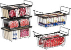 iSPECLE Freezer Organizer Bins 5 Pack- Fit 14.2~16.5 Inch Wide Chest Freezer, 7 Cu.Ft Deep Freezer Organizer Bins, 2 Small Expandable Hanging Baskets and 3 Stackable Bins, Black