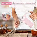 9-Speed Digital Hand Mixer Electric, 400W DC Motor, Hand Mixer electric Handheld with Snap-On Storage Case, Touch Button, Turbo Boost, 5x Stainless Steel Accessories (Pink)