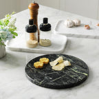 Koville Indian Natural Marble Cutting Board for Kitchen, 11inch Round Hand Crafted Marble Slab for Cheese, Charcuterie, Pastry Board - Wedding Gift, House Warming Gift(Indian Green)