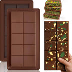 HKNMTT Chocolate Bar Molds Silicone, Large Stuffed Dubai Pistachio Deep Bar Moulds Kit 1 Inch Thick Big Pack of 2, Ideal for Homemade Making Bar Candy Bar Bpa Free DIY