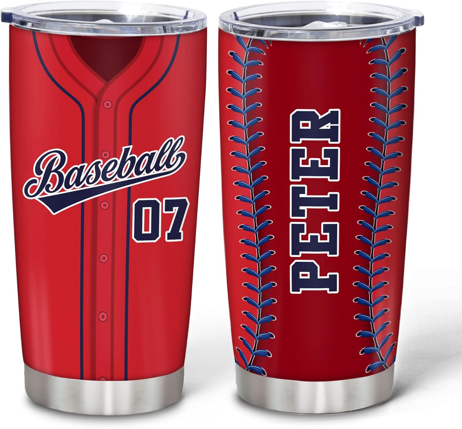 Hyturtle Personalized Baseball Tumbler Baseball Players Design Stainless Steel Double Walled Vacuum Insulated Tumblers 20oz30oz Coffee Travel Mug Cup Christmas Gift For Men Boys Friends Dad Sports Fan