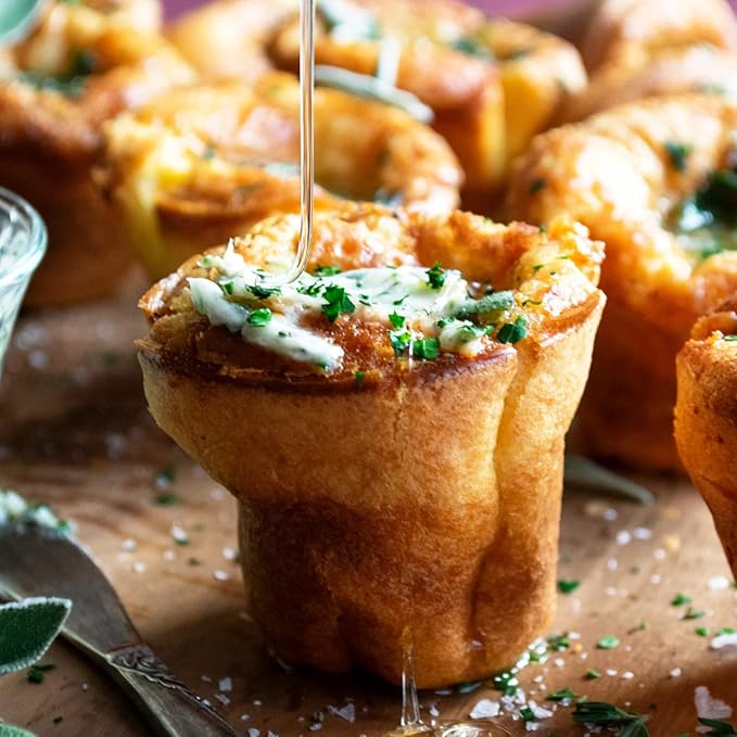 12-Cup Silicone Professional Non-Stick Popover Pans for Muffins, Brownies and Baking