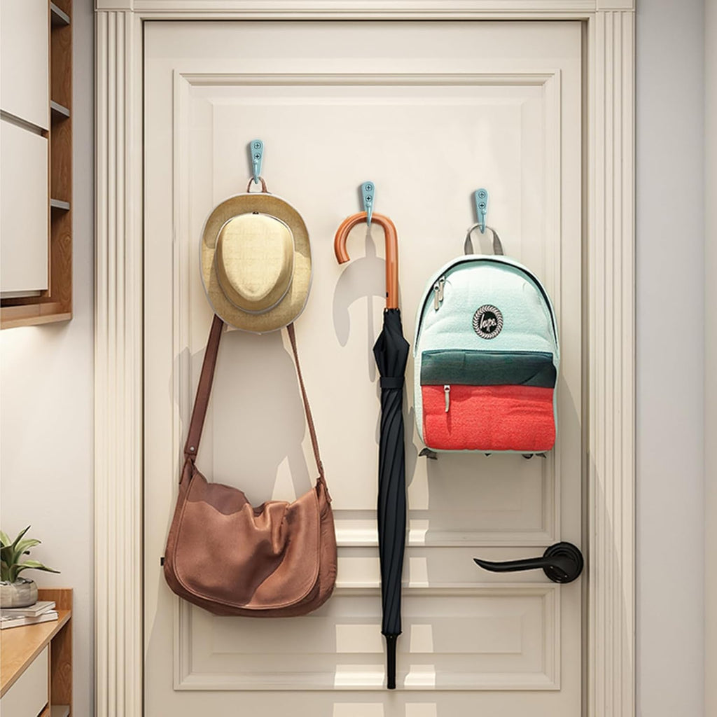 15 Pcs Black Wall Mounted Coat Hooks, Hanger Hook with 30 Pieces Screws for Towel, Key, Robe, Scarf, Bag, Cap, Coffee Cup, Mugs（Bule）