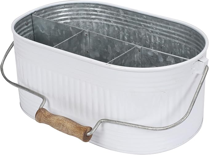 Alpha Living Home Silverware Organizer Kitchen Drawer Organizer Utensil Organizer Silverware Holder Cutlery Organizer Flatware Organizer Farmhouse Chic Design for Kitchen, Picnics & Parties (White)