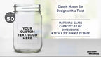 DISCOUNT PROMOS Custom Decorating Mason Jars 12 oz. Set of 50, Personalized Bulk Pack - Glass Jars for Overnight Oats, Candies, Fruits, Pickles, Spices, Beverages - Clear