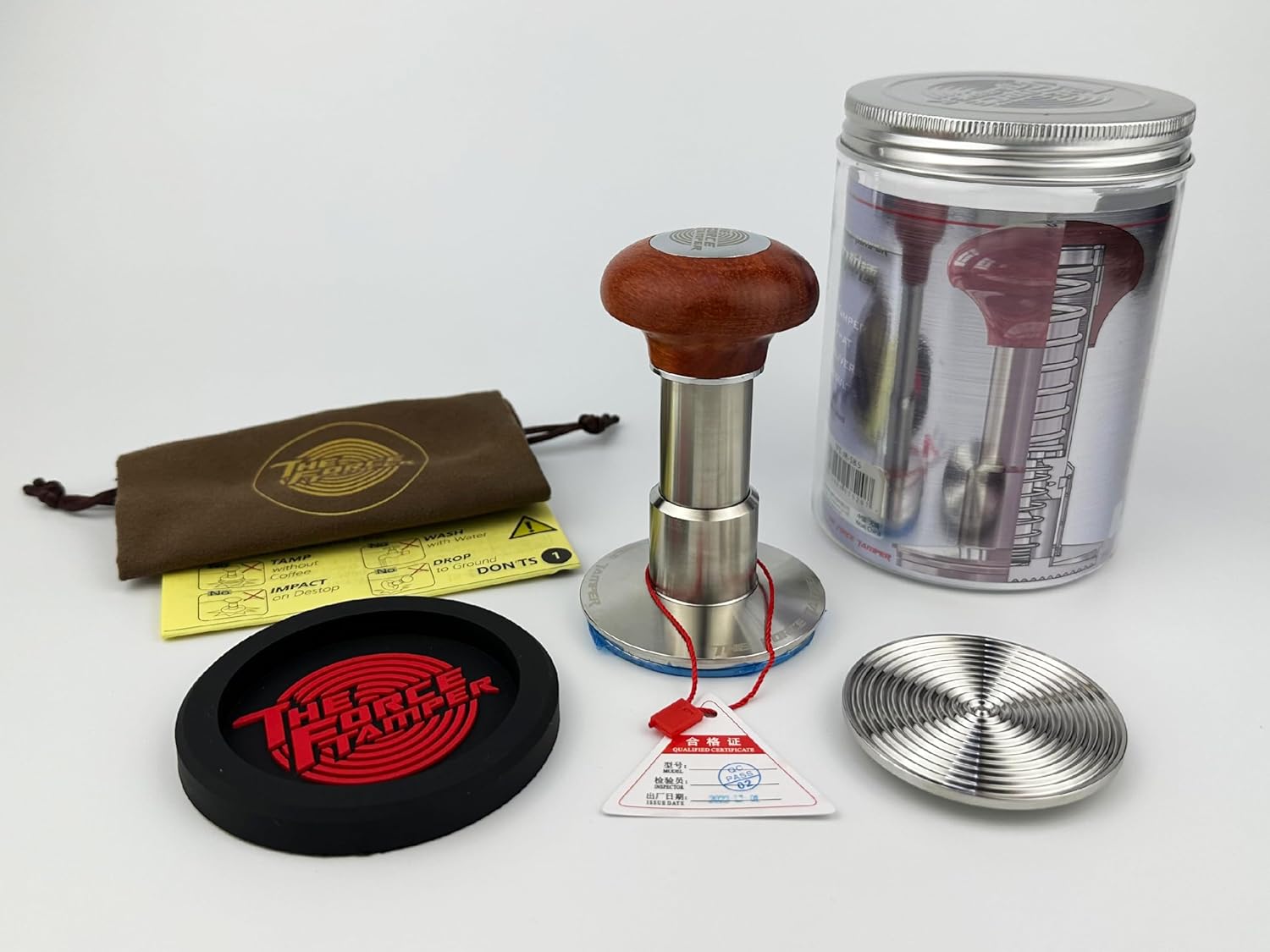 The Force Tamper-Espresso Coffee Tamper Coffee Press Tool Food Grade Stainless Steel Base Extend Set (Jelly, 58.50mm)