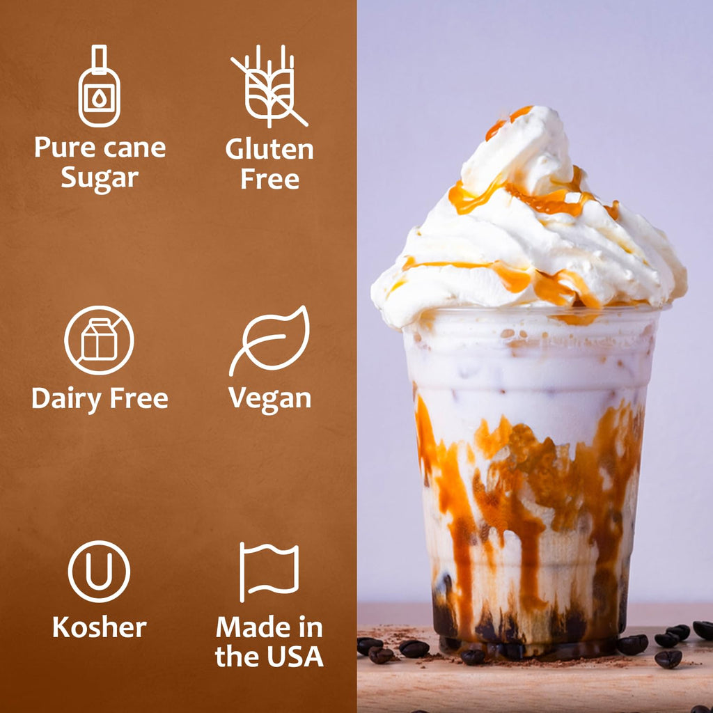 Syruvia SALTELLA Coffee Syrup Vanilla Salted Caramel - 25.4 fl oz - Kosher Coffee Syrups, Gluten Free, No Coloring, Perfect for Drinks, Soda, Shakes, Desserts, and More.