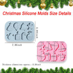 Christmas Silicone Chocolate Molds, 2 Pcs Snowman Bell Candle Gingerbread Man Walking Stick Christmas Tree and Gift Set 3D Shaped Molds, for Jelly Soap Fondant Candy Pastry Gummies Cake Decorating