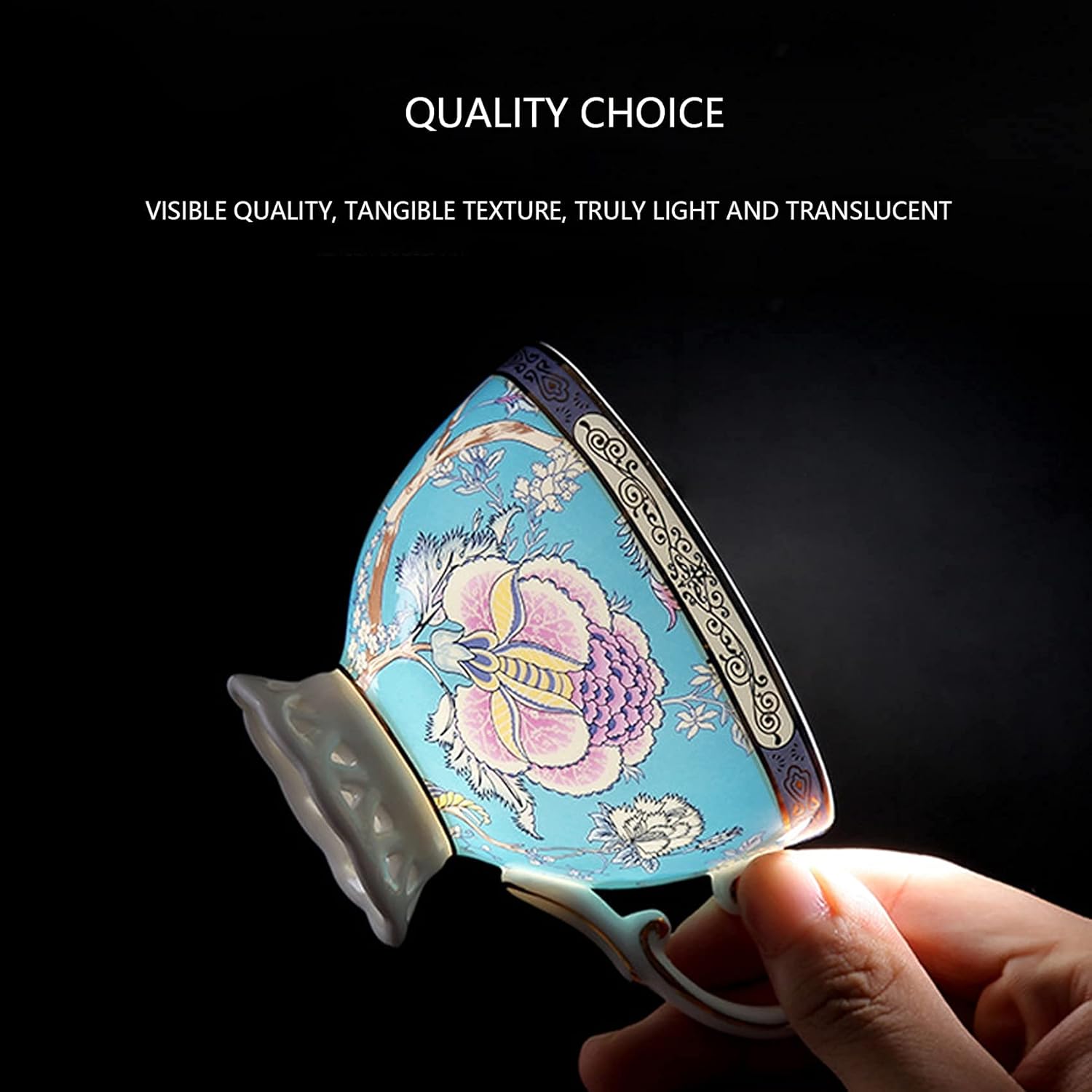 ACMLIFE Tea Sets for Adults for 6, Blue Tea Set with Cups, Fine Bone China 24K Gold, Tea Pot and Cups Set, Vintage British English Porcelain Afternoon Service Sets for Women Tea Party for Luxury Gift