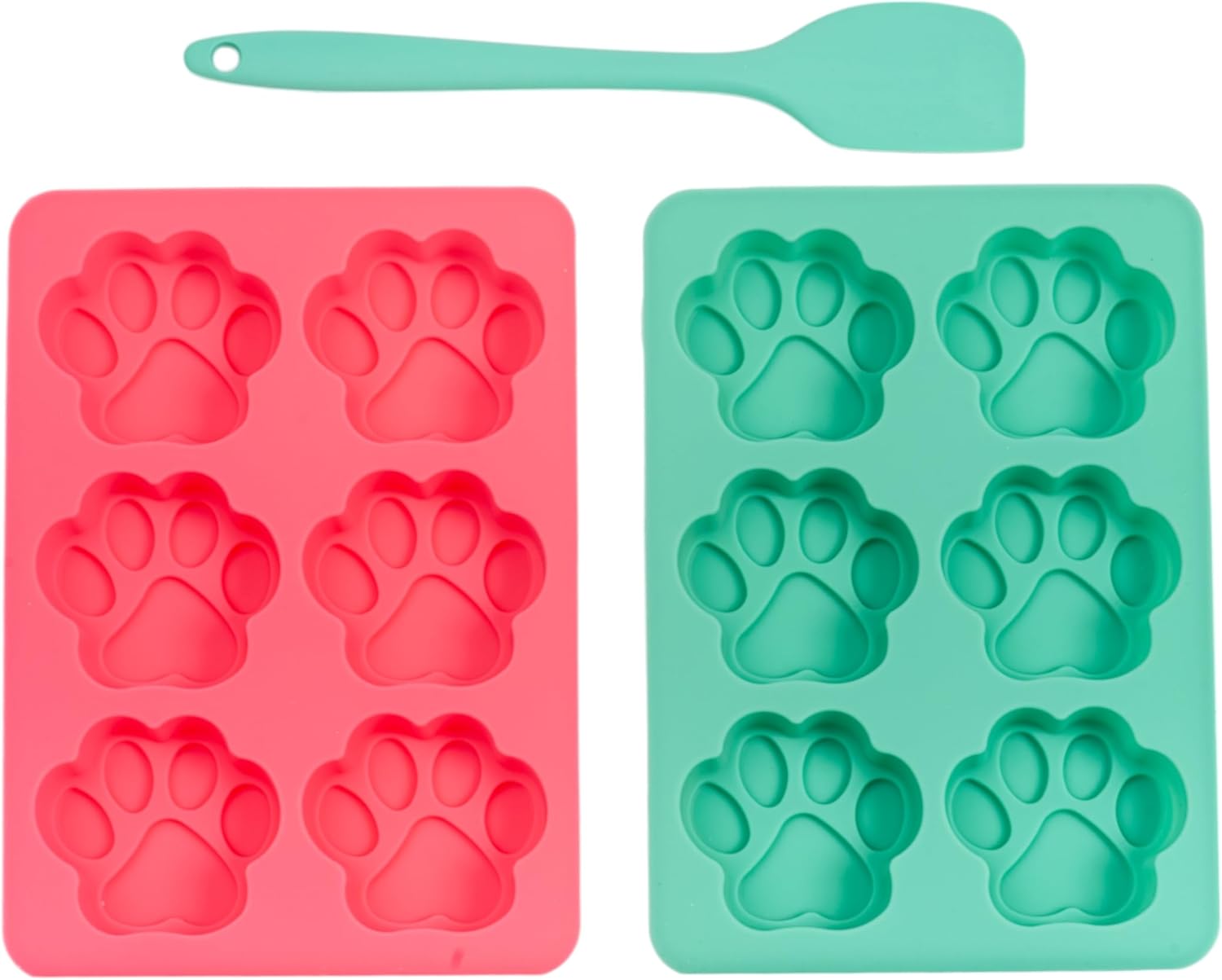 Country Living 3-Piece Silicone Baking Kit – Includes 2 Baking Trays (6-Cavity Paw Print Mold) & Spatula – Non-stick Silicone for Homemade Dog Treats, Candy, Chocolate, & Ice Cubes